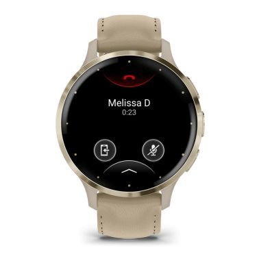 Montre connectée Garmin Venu 3S Soft Gold bracelet cuir lin 41 mm 010-02785-55