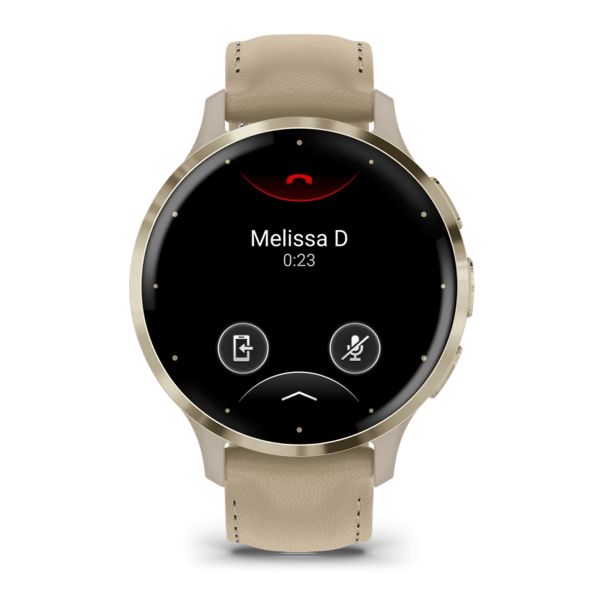 Montre connectée Garmin Venu 3S Soft Gold bracelet cuir lin 41 mm 010-02785-55
