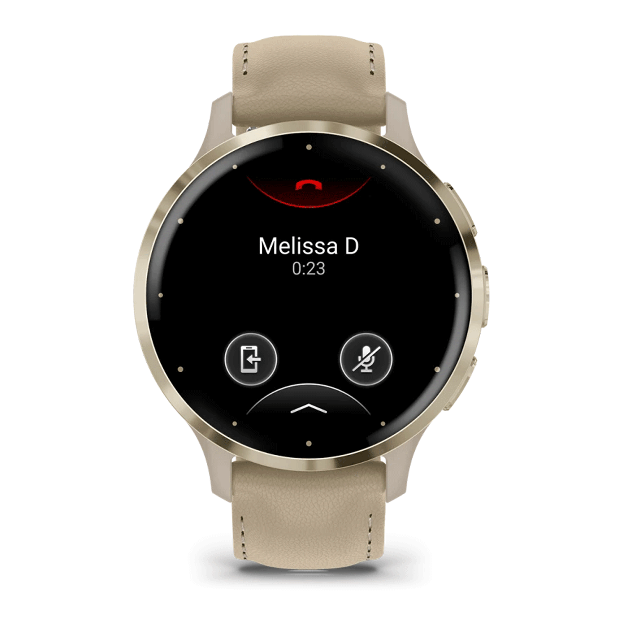 Montre connectée Garmin Venu 3S Soft Gold bracelet cuir lin 41 mm 010-02785-55