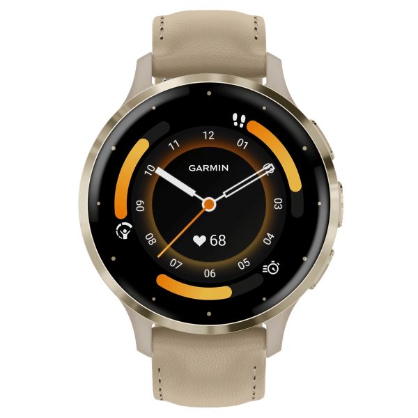 Garmin Venu 3S Soft Gold linen leather strap 41 mm