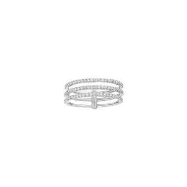 Bague Messika Gatsby 3 rangs en or blanc et diamants - Top