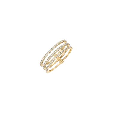 Bague Messika Gatsby 3 rangs en or jaune et diamants - Soldat_PL