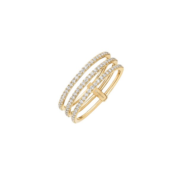 Bague Messika Gatsby 3 rangs en or jaune et diamants - Soldat