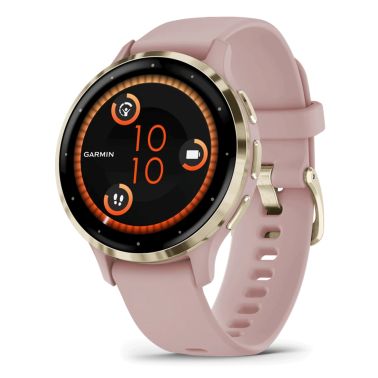 Montre connectée Garmin Venu 3S Soft Gold bracelet silicone rose 41 mm 010-02785-03