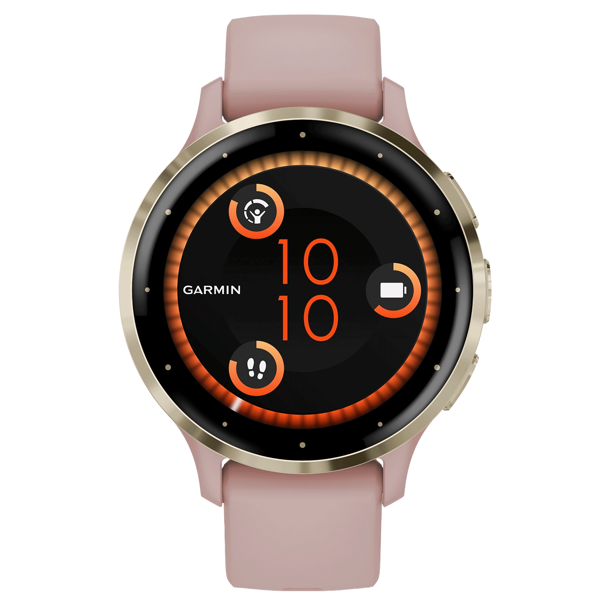 Montre connectée Garmin Venu 3S Soft Gold bracelet silicone rose 41 mm 010-02785-03
