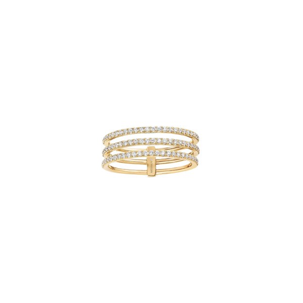 Bague Messika Gatsby 3 rangs en or jaune et diamants - Top