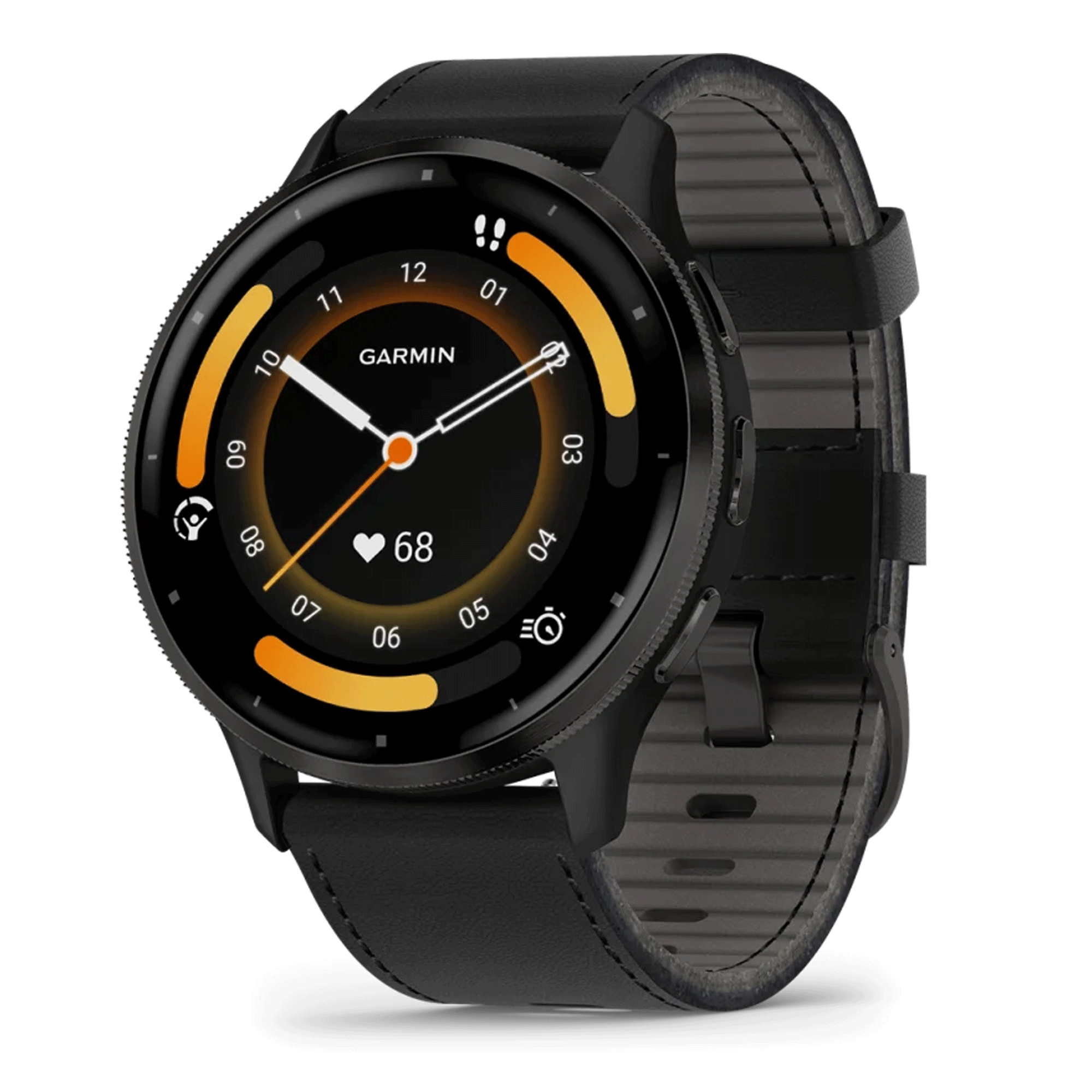 Montre connectée Garmin Venu 3 Gray bracelet cuir noir 45 mm 010-02784-52