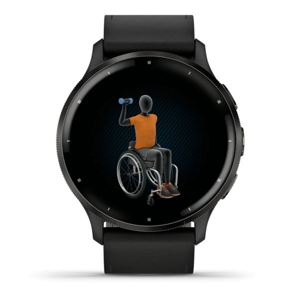 Montre connectée Garmin Venu 3 Gray bracelet cuir noir 45 mm 010-02784-52