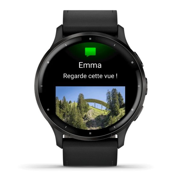 Montre connectée Garmin Venu 3 Gray bracelet cuir noir 45 mm 010-02784-52