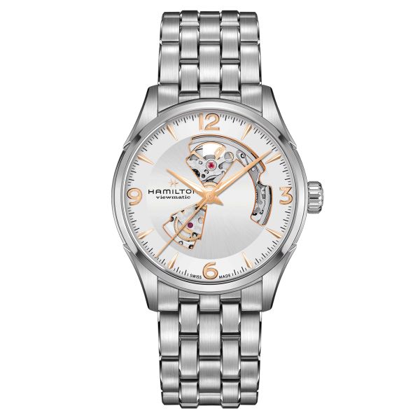 Hamilton Jazzmaster Open Heart automatic watch silver dial steel bracelet 42 mm