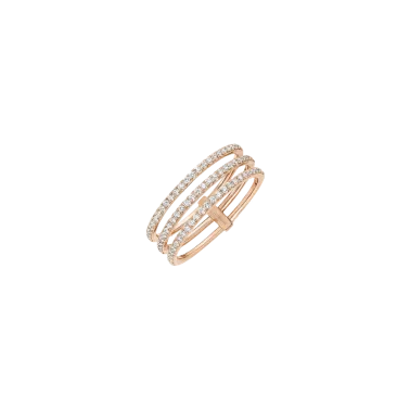 Bague Messika Gatsby 3 rangs en or rose et diamants