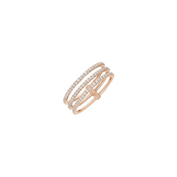 Bague Messika Gatsby 3 rangs en or rose et diamants