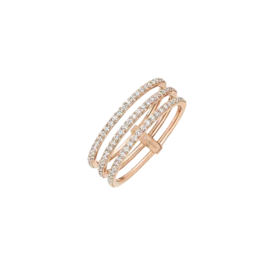 Bague Messika Gatsby 3 rangs en or rose et diamants