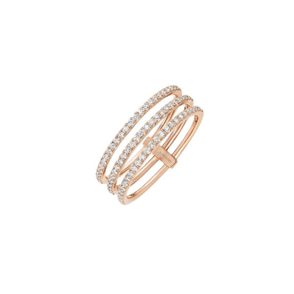 Bague Messika Gatsby 3 rangs en or rose et diamants
