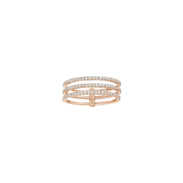 Bague Messika Gatsby 3 rangs en or rose et diamants