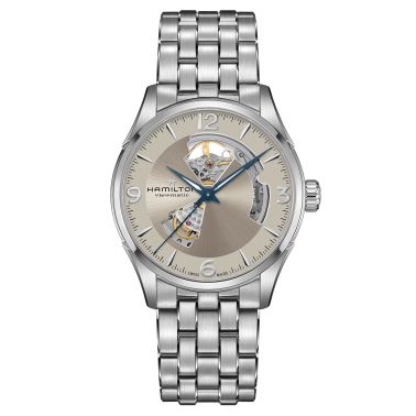 Hamilton Jazzmaster Open Heart automatic watch gold dial steel bracelet 42 mm