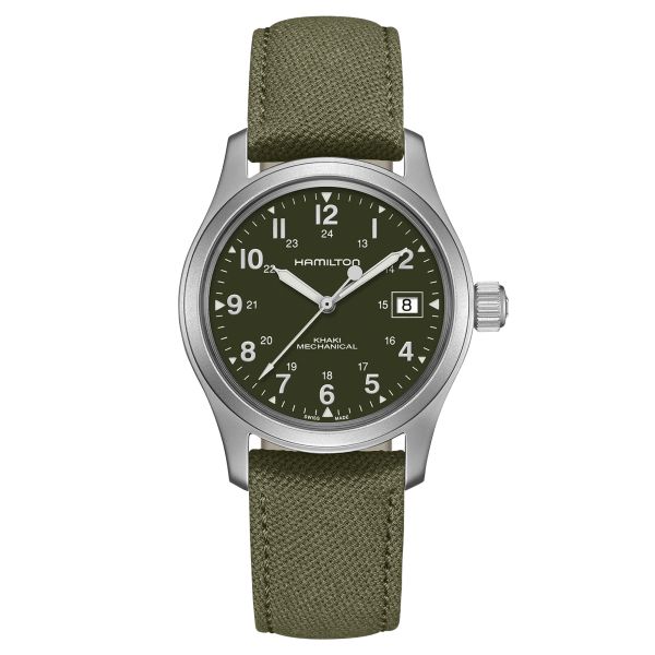 Hamilton Khaki Field mechanical watch green dial textile strap 38 mm