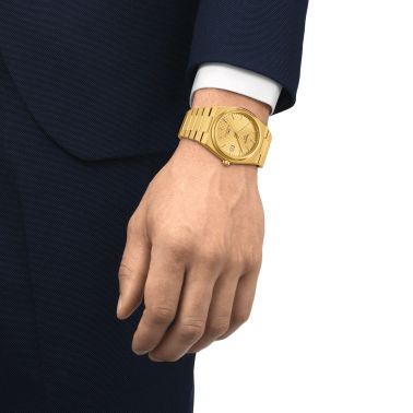 Montre Tissot PRX Powermatic 80 automatique cadran champagne bracelet acier pvd or jaune 40 mm T137.407.33.021.00