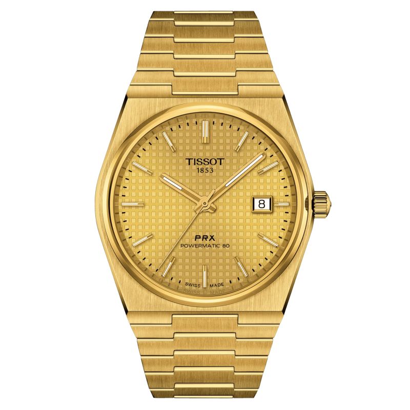 Tissot PRX Champagne Yellow Gold Dial Gold Steel Strap Watch for Men - T137.410.33.021.00