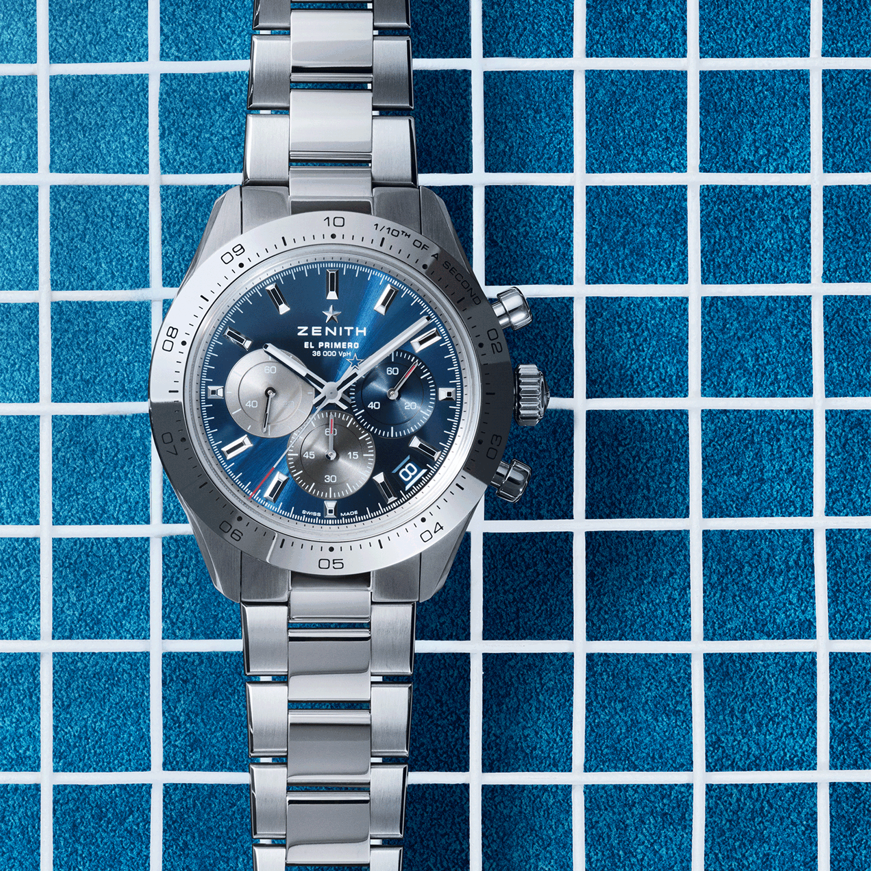 Montre Zenith Chronomaster Sport automatique cadran bleu bracelet acier 41 mm