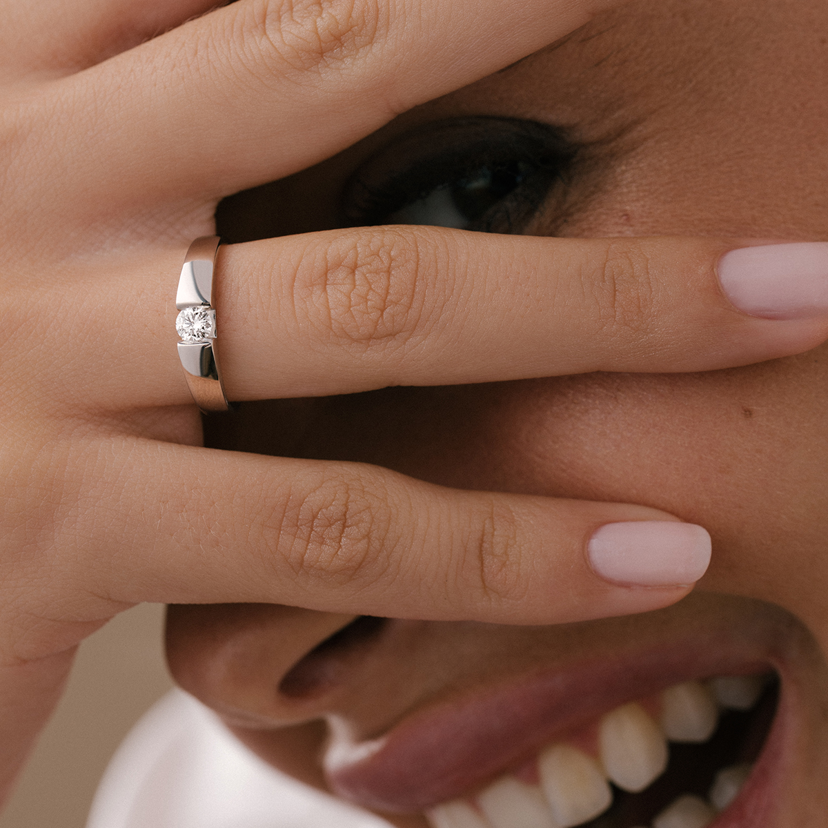 Solitaire Lepage Audacieuse en or rose diamant