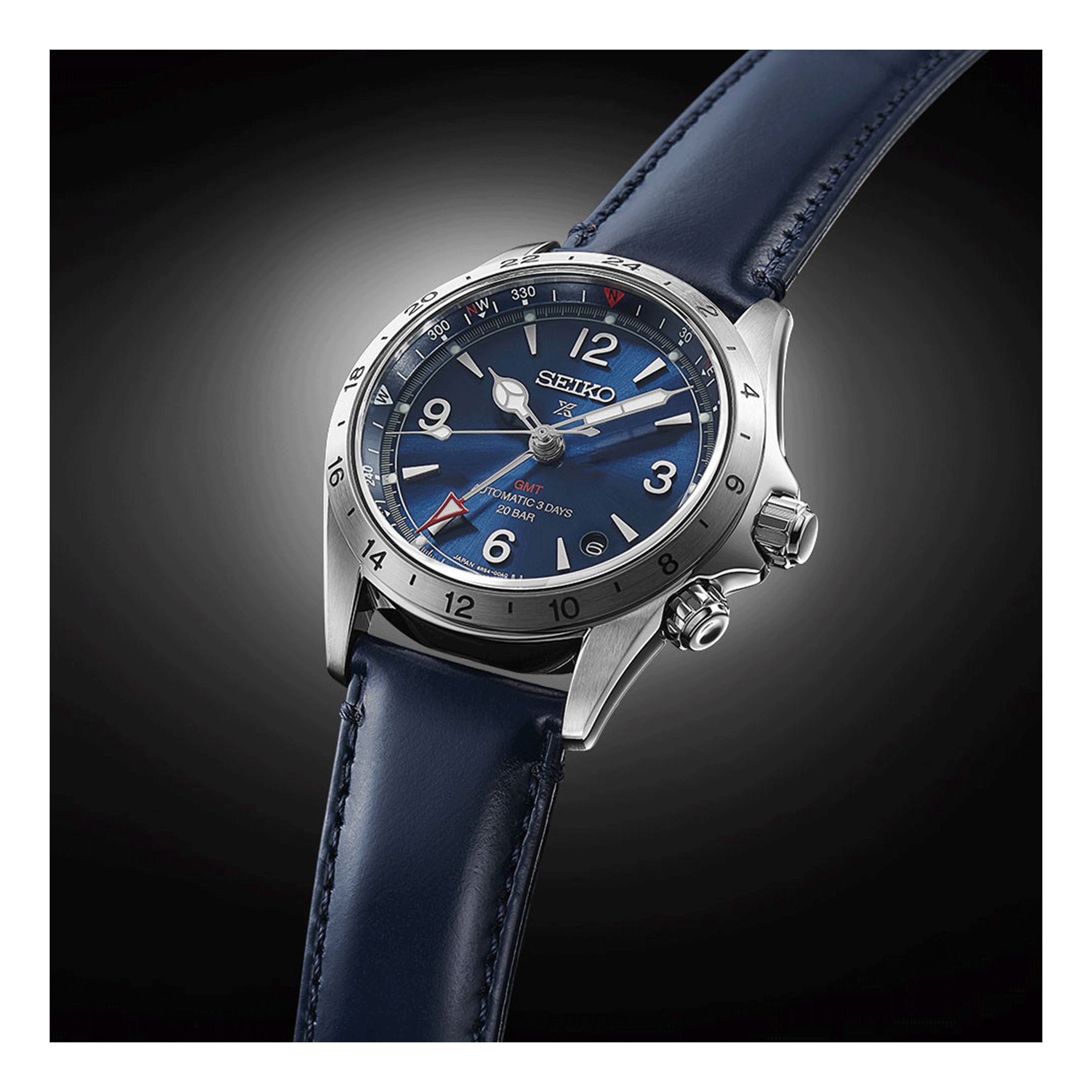 Seiko Prospex Alpinist GMT bleu dial SPB377J1 Lepage