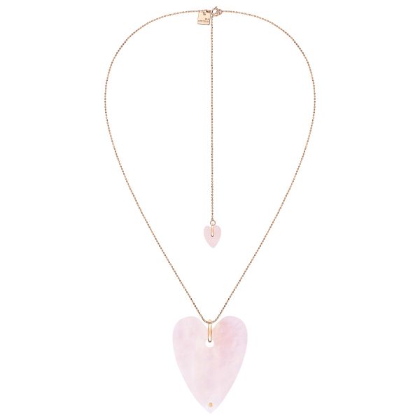 Collier Ginette NY Angèle Jumbo en or rose et quartz rose 