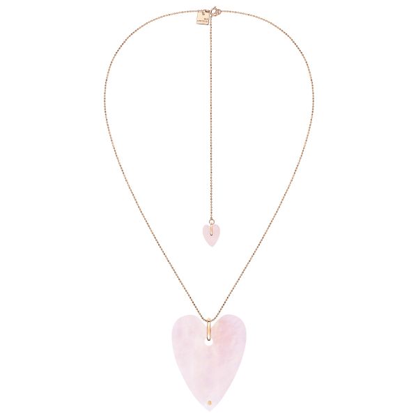 Ginette NY Angèle Jumbo necklace in rose gold and rose quartz 