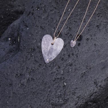 Ginette NY Angèle Jumbo necklace in rose gold and rose quartz 