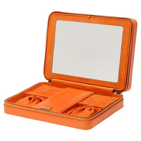Wolf Maria large zip jewelry case in orange leather
