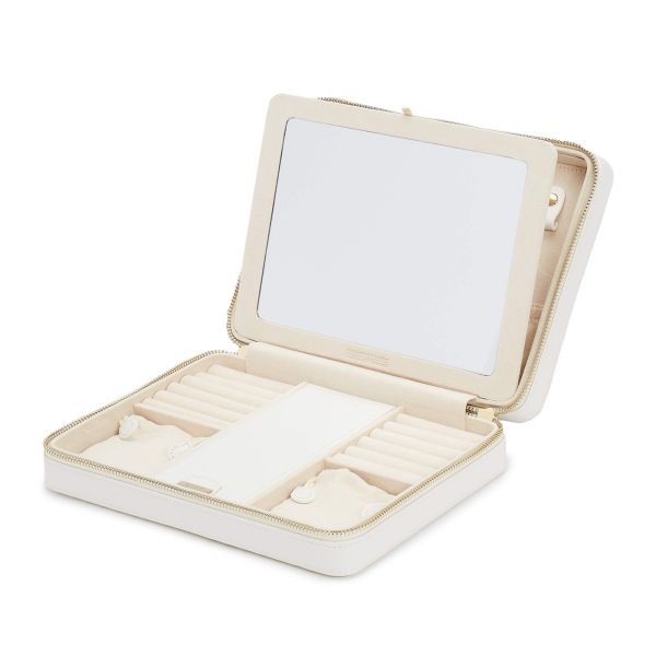Wolf Maria large zip jewelry case in white leather