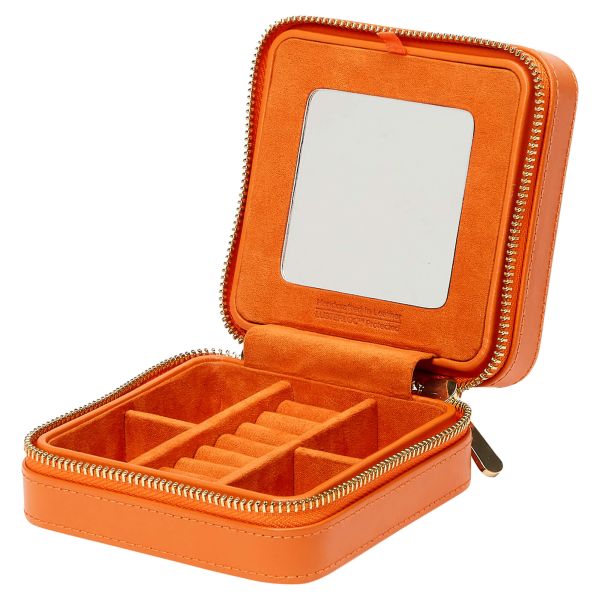 Wolf Maria small zip jewelry case in orange  leather