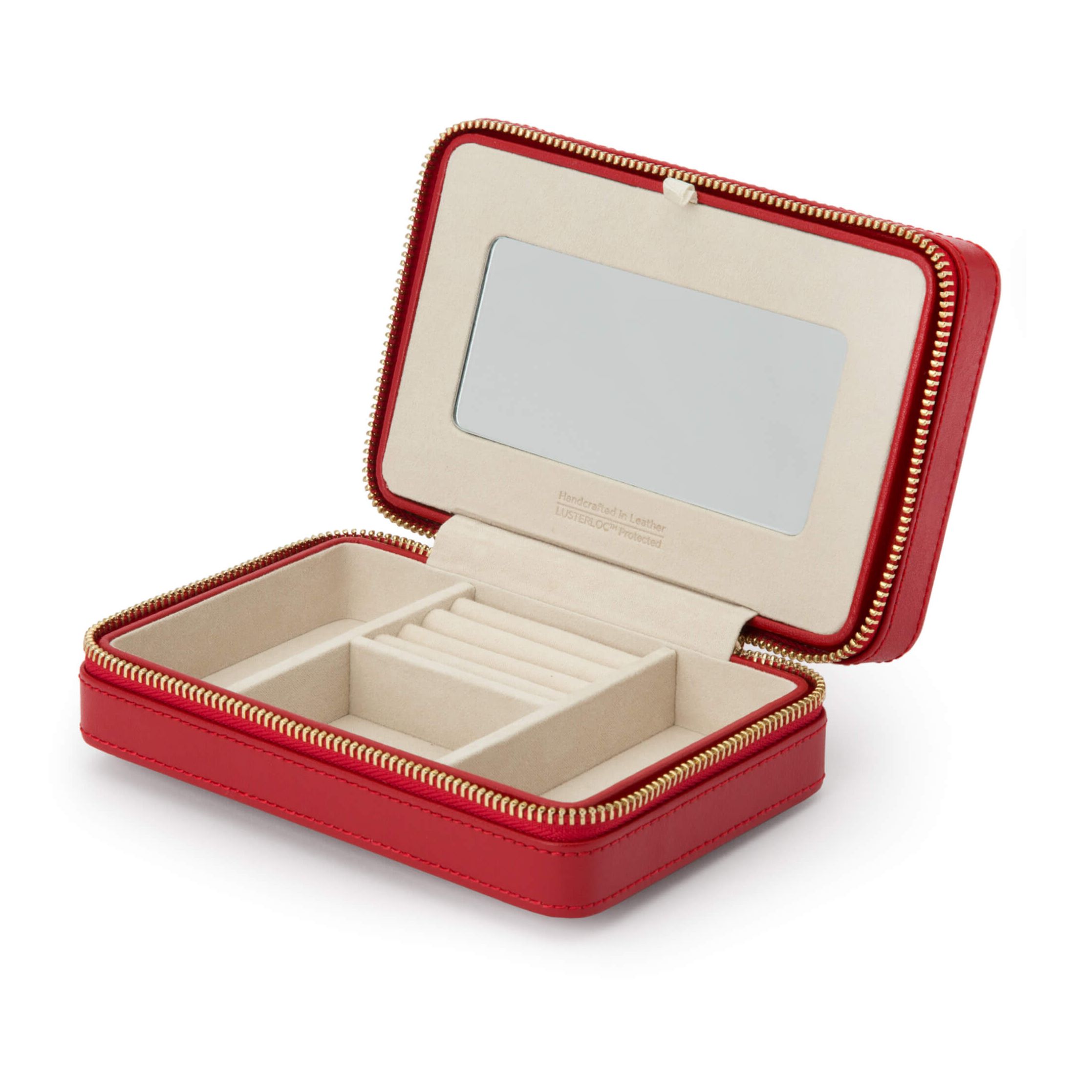 Wolf Palermo zip jewelry case in red leather LEPAGE
