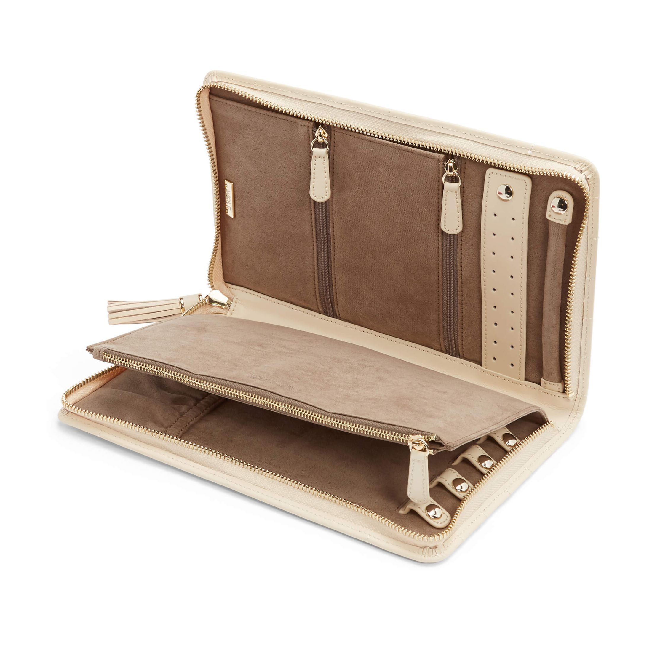 Grande pochette a bijoux Wolf Caroline cuir ivoire LEPAGE