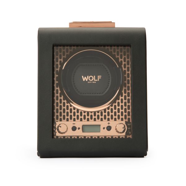 Programmable watch winder for single watch Wolf 1834 Axis Copper vegan leather
