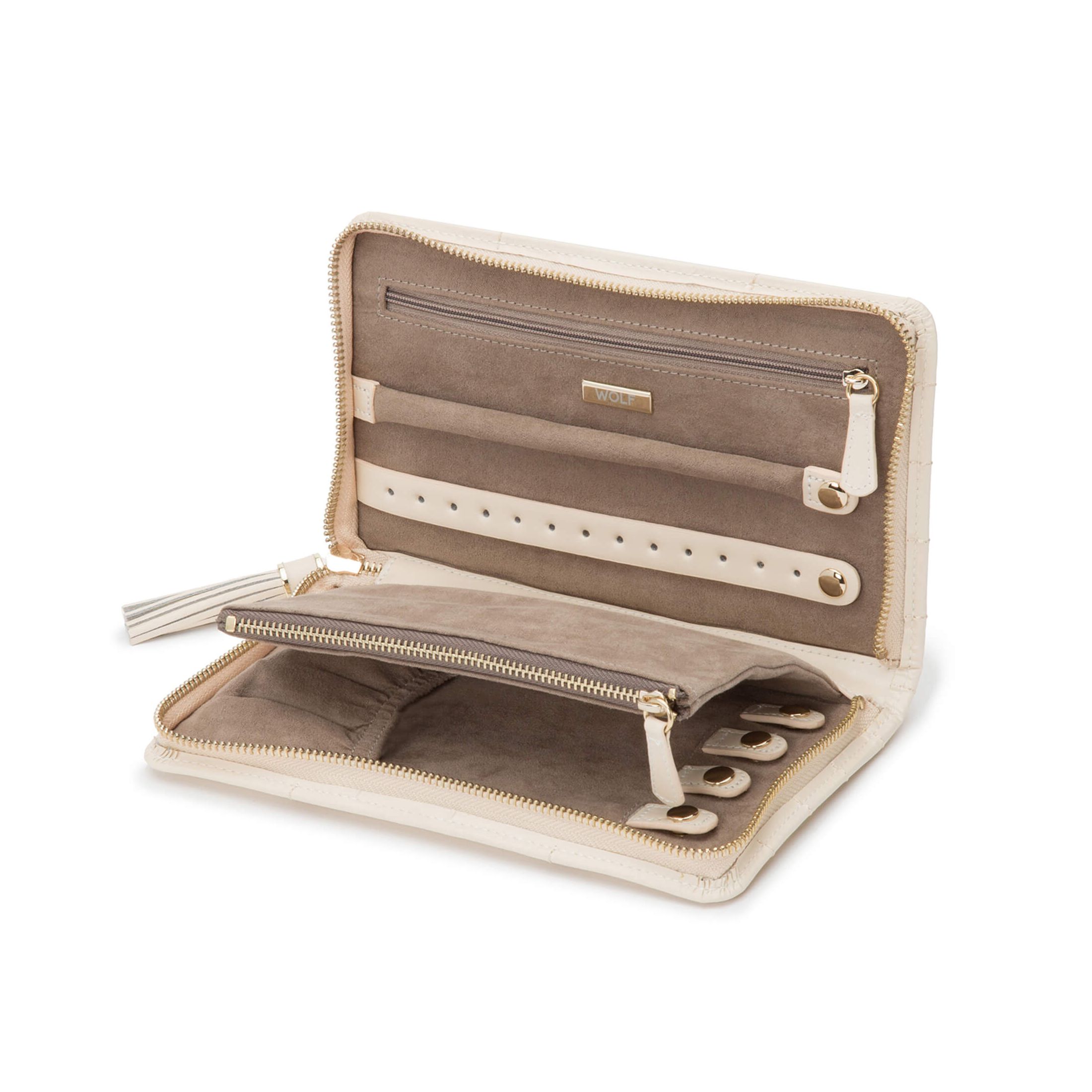 Wolf Caroline jewelry portfolio in ivory leather LEPAGE