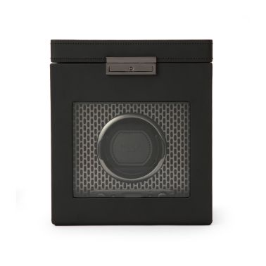 Programmable watch winder for single watch with storage Wolf 1834 Axis Powder Coat vegan leather