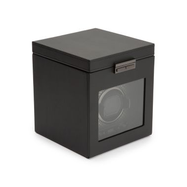 Programmable watch winder for single watch with storage Wolf 1834 Axis Powder Coat vegan leather