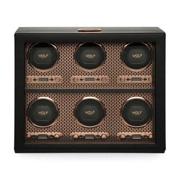 Programmable watch winder for six watches Wolf 1834 Axis Copper vegan leather