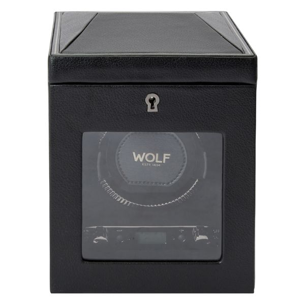 Programmable watch winder for single watch Wolf 1834 British Racing Black vegan leather