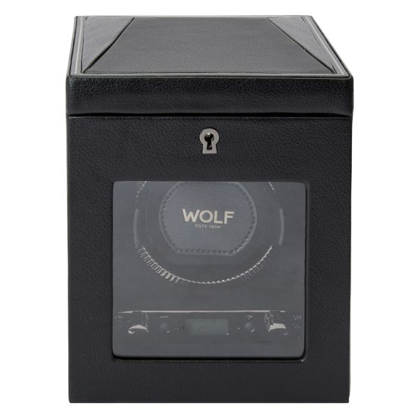 Remontoir pour montre automatique programmable Wolf 1834 British Racing en cuir vegan noir