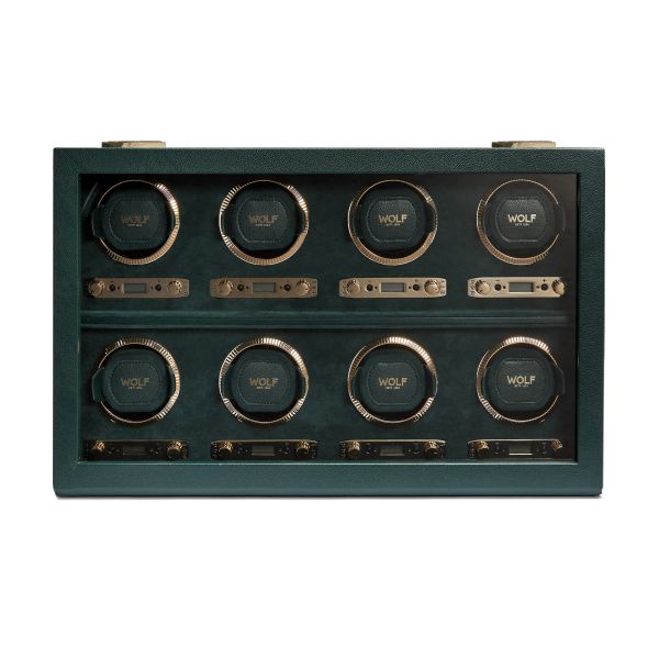 Programmable watch winder for eight watches Wolf 1834 British Racing Green vegan leather