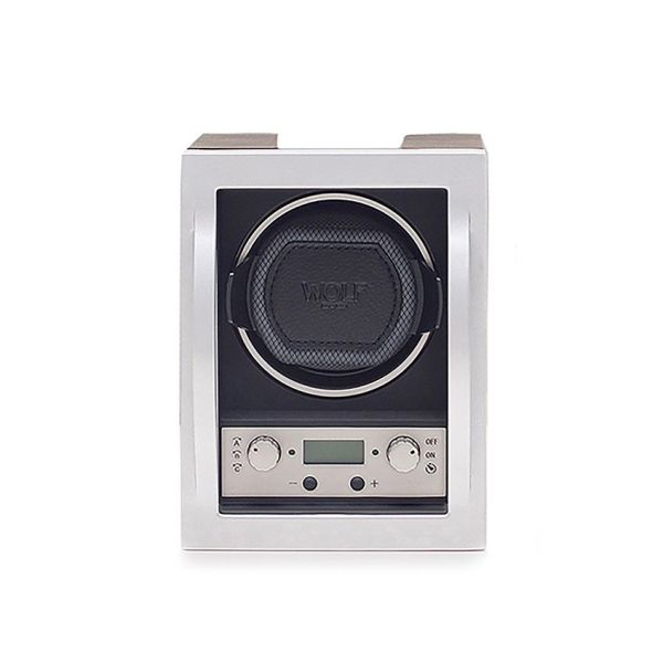 Programmable watch winder for single watch Wolf 1834 Module 4.1 black and grey PVC