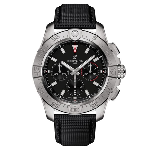 Montre Breitling Avenger B01 Chronograph automatique cadran noir bracelet cuir noir 44 mm AB0147101B1X1