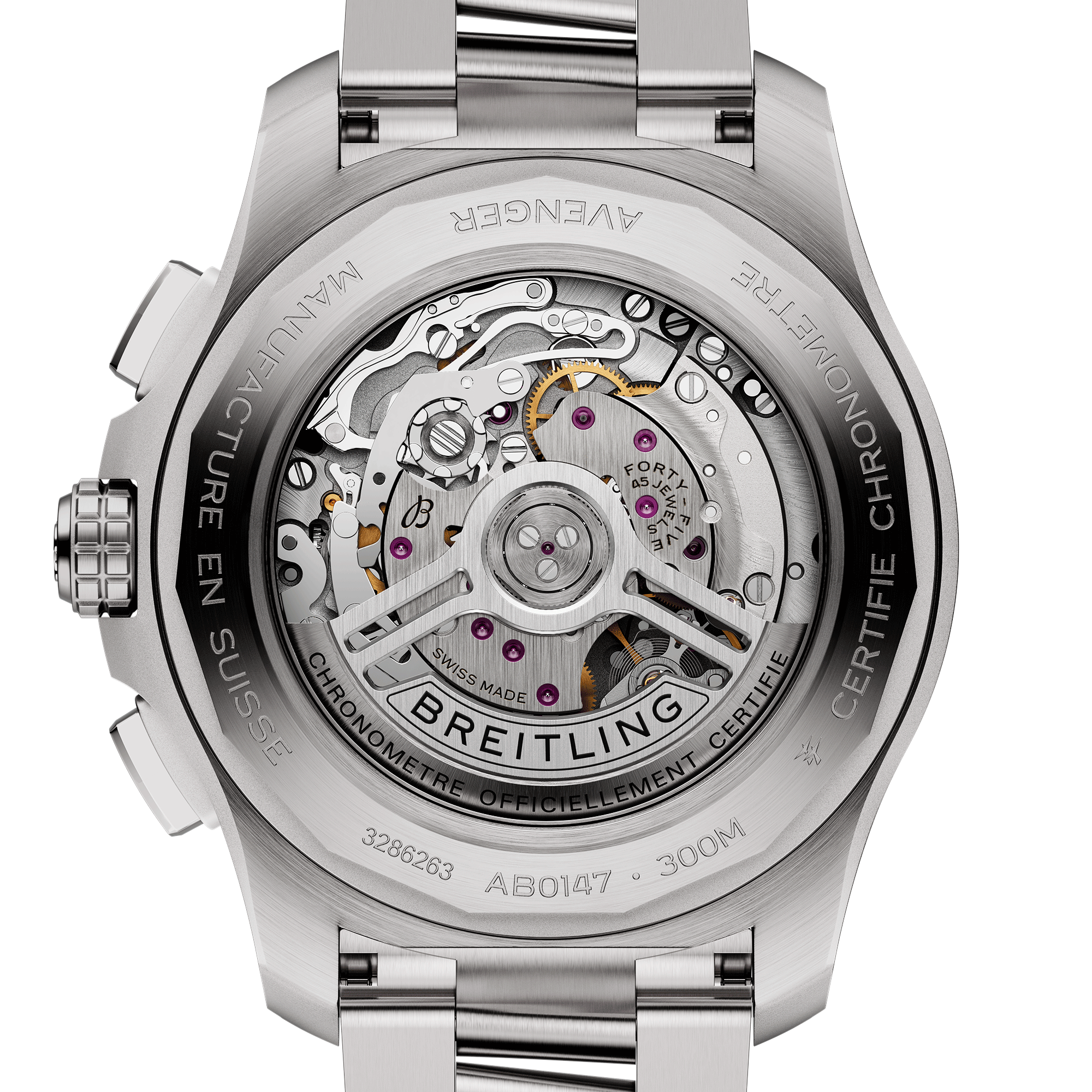 Montre Breitling Avenger B01 Chronograph automatique cadran noir bracelet acier 44 mm AB0147101B1A1