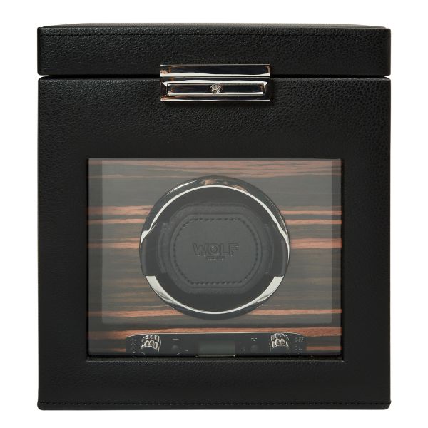 Programmable watch winder for single watch with storage Wolf 1834 Roadster vegan leather