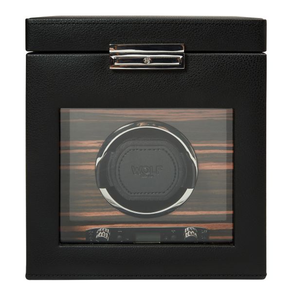 Remontoir pour montre automatique programmable avec rangement Wolf 1834 Roadster en cuir vegan noir