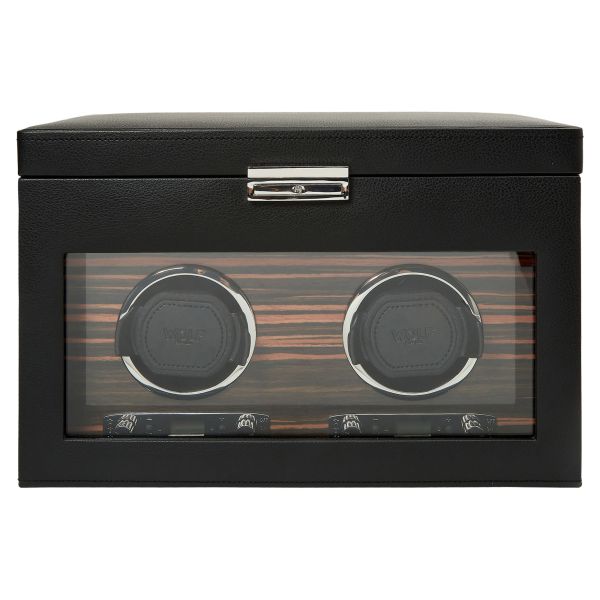 Programmable watch winder for two watches with storage Wolf 1834 Roadster vegan leather
