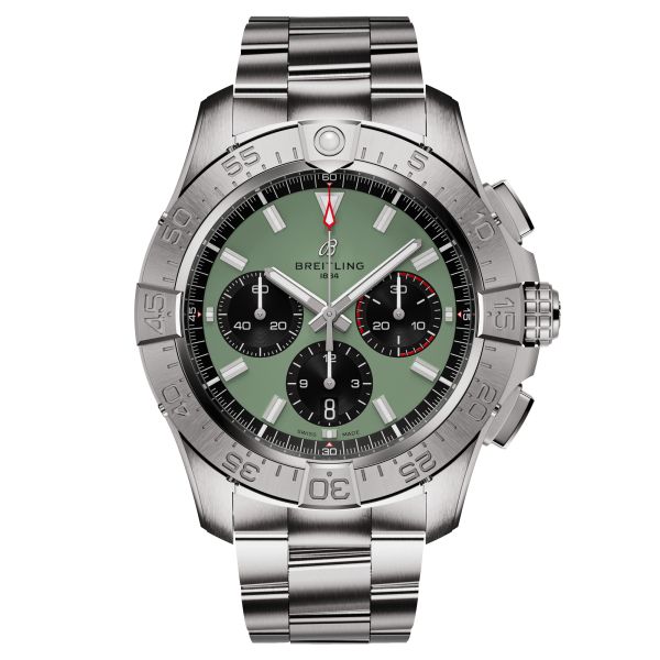 Montre Breitling Avenger B01 Chronograph automatique cadran vert bracelet acier 44 mm AB0147101L1A1