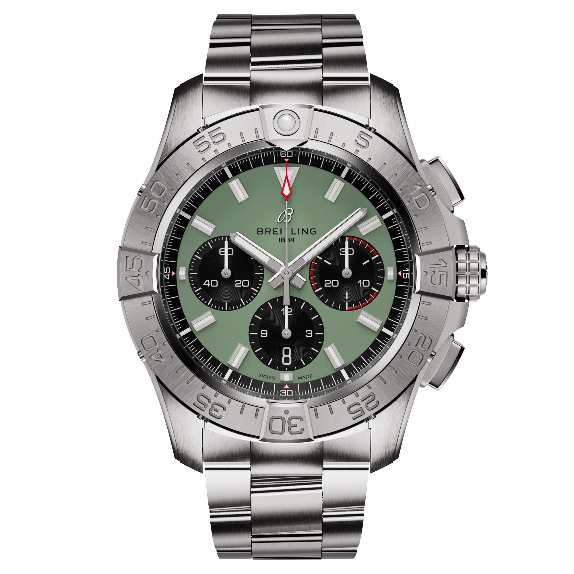 Montre Breitling Avenger B01 Chronograph automatique cadran vert bracelet acier 44 mm AB0147101L1A1
